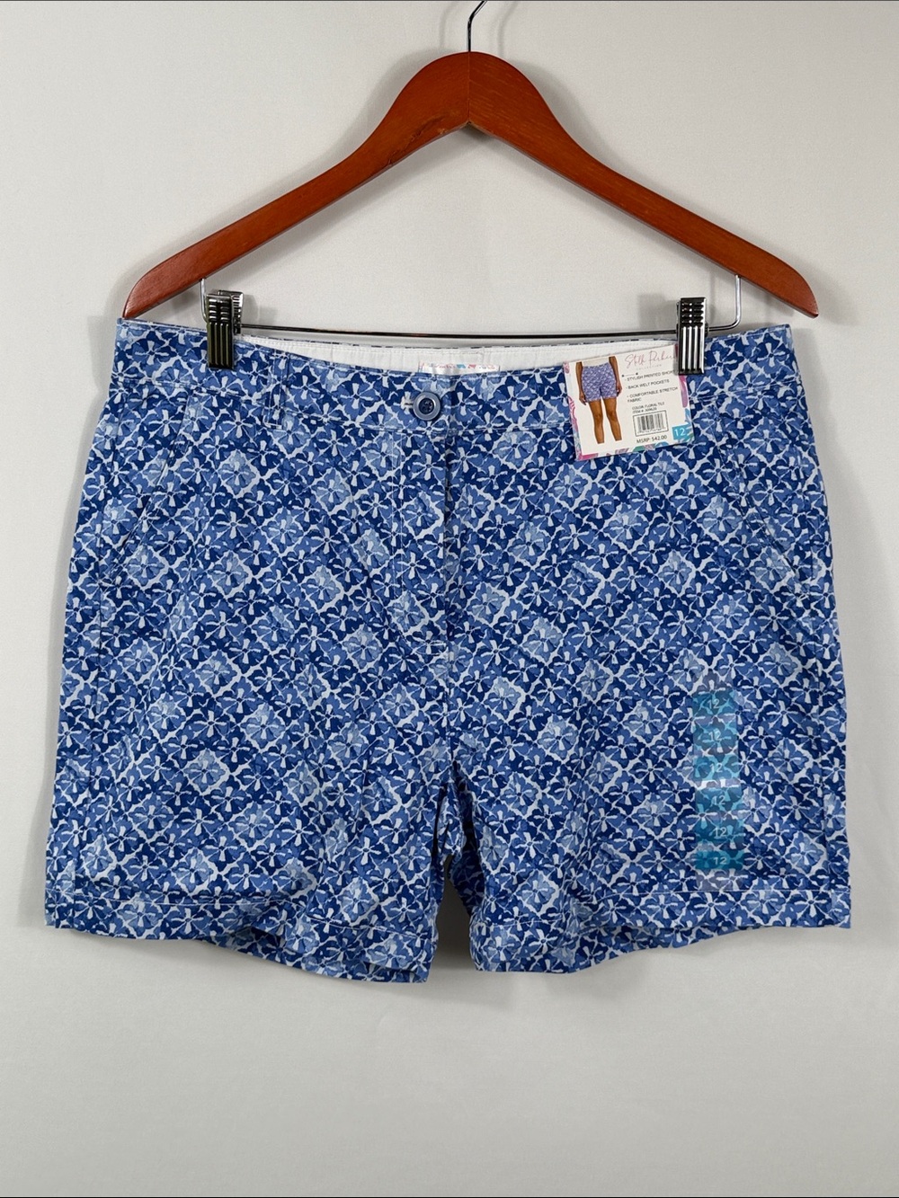 Stella Parker NWT Blue Patterned Women’s Shorts Lightweight Summer Style Size 12